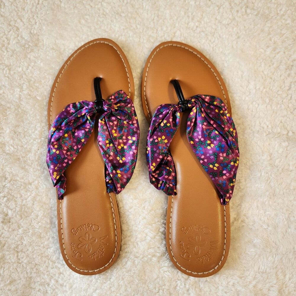 NEW Matilda Jane Toes In The Sand Flip Flop Sandals Women's Size 7 Purple Floral
